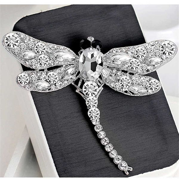 

pins brooches vintage design shinny crystal rhinestone dragonfly brooches for women dress scarf brooch pins jewelry accessories gift insect, Gray