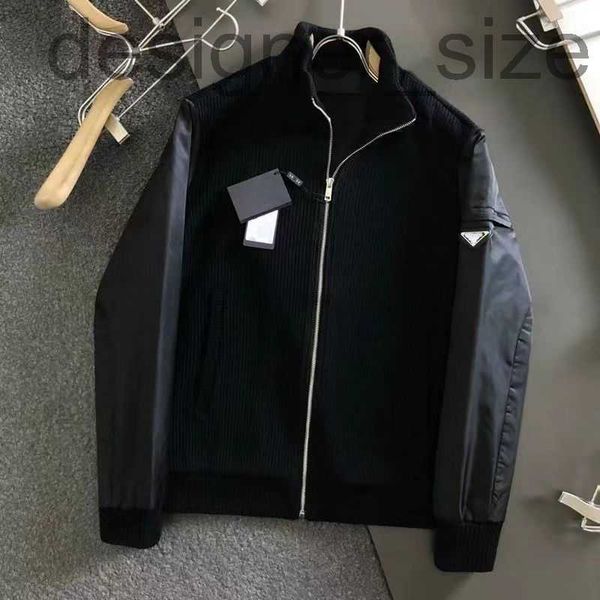 

men's jackets designerdesigner zier jacket autumn winter stitching metal triangle cardigan coat men women thickened fashion knitted coa, Black;brown