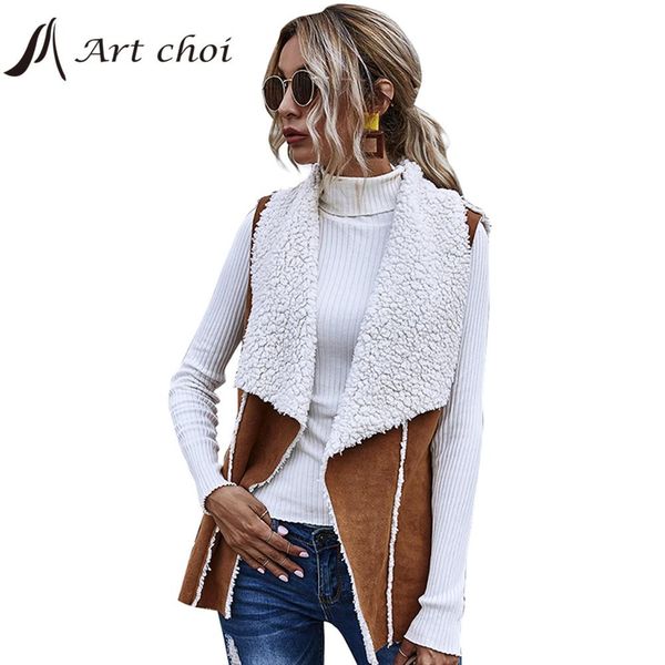 

vests thick winter women sleeveless garment waistcoat casual suede faux fur jacket warm vest female clothes coats sweatshirt outerwear, Black;white