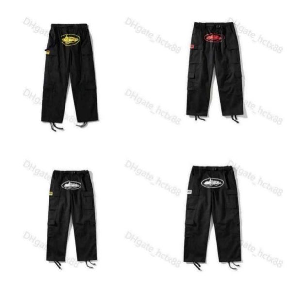 

2023 pants y2k cargo corteiz harajuku hip hop print multi pocket overalls punk rock wide leg oversized streetwear cr, Black