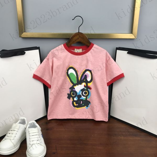 

high-end girls t shirts 2023ss luxury girl rabbit t-shirt cotton t-shirt kids outfit children t-shirts designer tees cotton eco-friendly pr, Blue