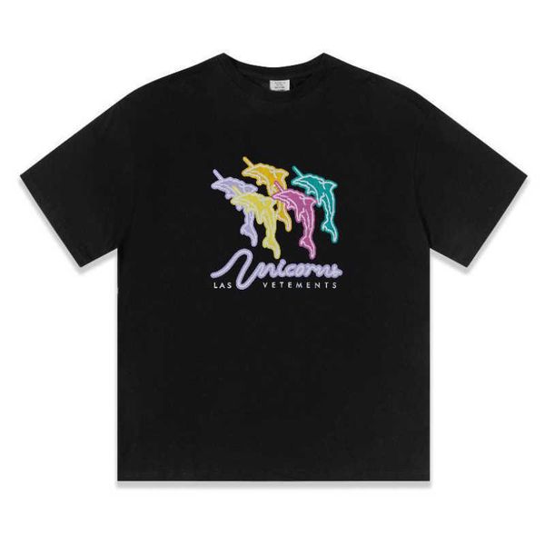 

men's t-shirts vetements tshirt men women 11colorful dolphin letter print vetementsshort sleeved shirt j230427, White;black