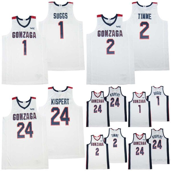 

college gonzaga basketball 24 corey kispert jerseys 1 jalen suggs 2 drew timme university breathable moive sports pullover pure cotton sewin, Black