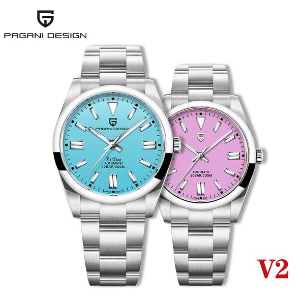 

wristwatches pagani design 39mm men's mechanical watches nh35 automatic watch sapphire stainless steel 20bar waterproof reloj hombre 23, Slivery;brown