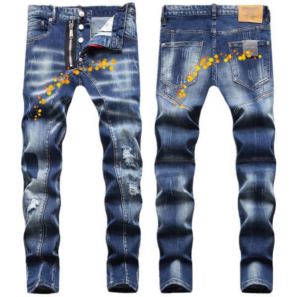 

mens jeans stree dsquare mens luxury designer denim jeans d2 men denim jeans dsquare embroidery pants fashion holes trousers mens clothing d, Blue