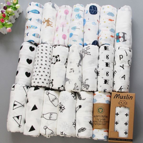 

blankets swaddling muslin blanket 100% cotton baby swaddles 120120cm soft born bath gauze infant kids wrap sleepsack stroller cover 230426