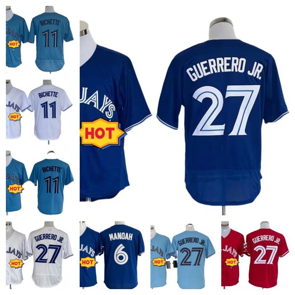 

s-3xl baseball jerseys toronto jay 27 vladimir guerrero jr. 6 manoah 11 bo bichette men, Blue;black