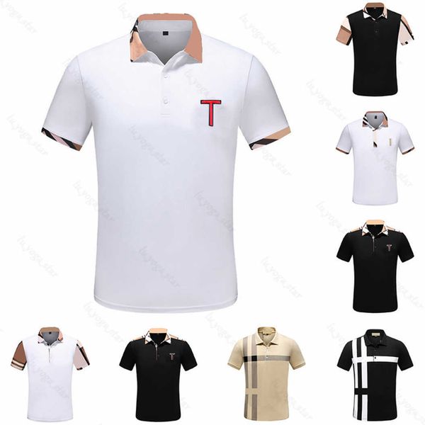 

t 2023 burbrerysmens designer polos shirt trend fashion classic summer embroidery short sleeve high street business shirt top, White;black