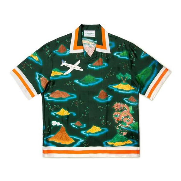 

green shirt men women 1 quality hawaii beach print silk shirts, White;black