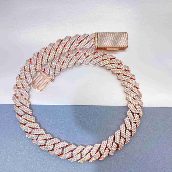 

iced out men fashion 925 jewelry moissanite vintage gold plated chain charm necklace, Silver