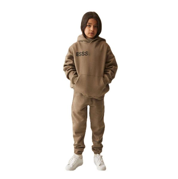 

Designer Tracuit Childrens Clothing Hoodies Sets Pullover Pants 2 Pieces Brand Solid Printed with The Letters Dolphin Sports Veet Style Kids Girls 913ess, Black