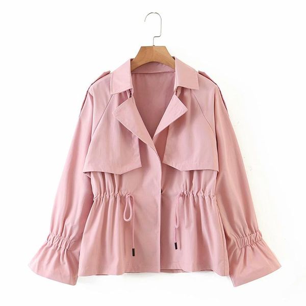 

raincoats xikom 2021 new women windbreaker coat autumn slim basic hidden button vintage female streetwear jacket ladies short windbreaker, Black