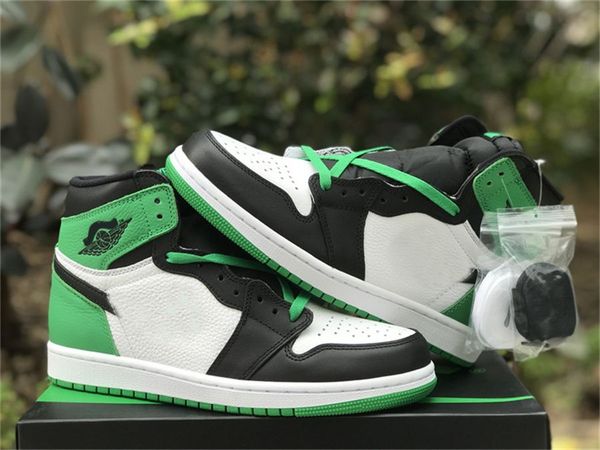 

authentic 1 high og lucky green basketball shoes black/lucky green-white women men sports sneakers with box