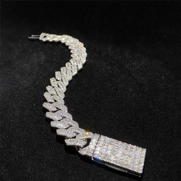 

wholesale hip hop men fashion jewelry s925 silver cuban bracelet iced out d color moissanite diamond cuban chain pass tester