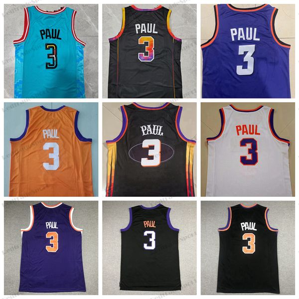 

mens 3 chris paul basketball jerseys purple black shirts city white s-xxl
