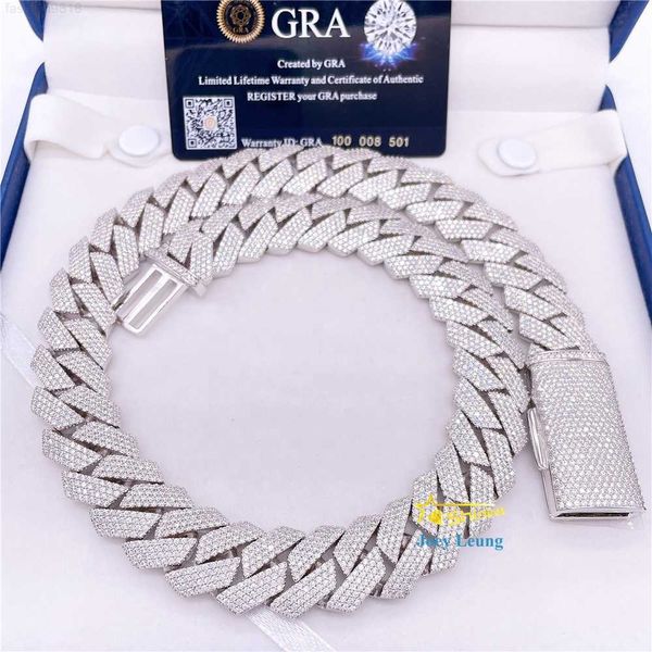 

pass diamond tester gra certificate silver 925 necklace vvs moissanite diamond hip hop jewelry iced out urban cuban link chain