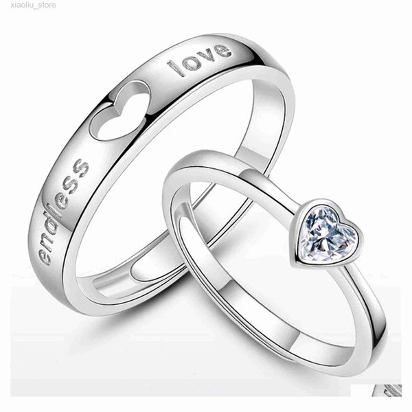

couple rings band rings fashion exquisite couple a pair of men and women sierplated simple trendy student personality love ring proposal con, Silver