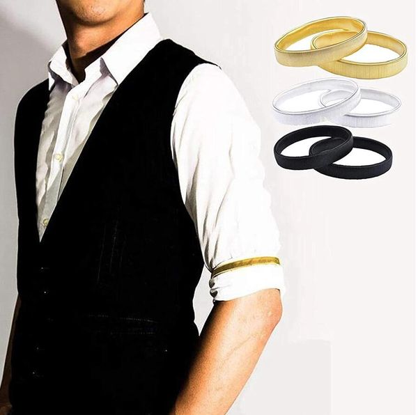 

fashion wristband ladies shirt sleeve holders metal arm bands hold ups garter shroud ring men bracelet elastic hoop armband, Golden;silver