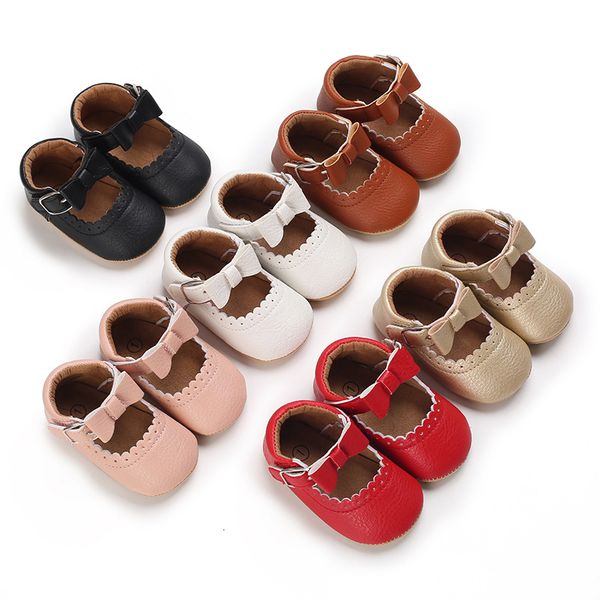 

first walkers autumn spring toddler baby girls princess shoes bow pu leather rubber soft-sole non-slip infant baby girl casual shoes 230427