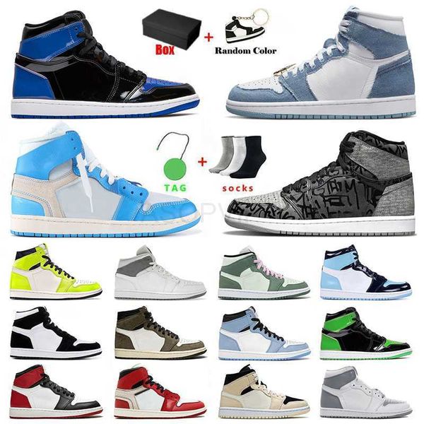 

mens womens 1 1s basketball shoes designer panda high og dark mocha denim mid dutch green carbon fiber sports sneakers trainers size 36-46 w