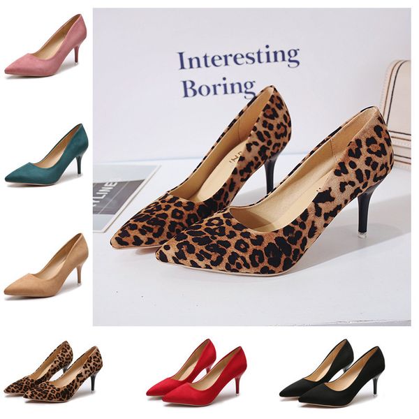 

dress shoes plus size 44 elegant women's fashion shoes leopard print fashion pointed toe high heels 8.5cm sandals chaussure femme 23042, Black