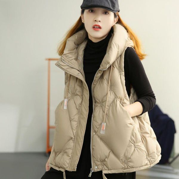 

parkas autumn women ultra light down vest female white duck down warm slim waistcoat ladies quilted portable outerwear jackets g486, Black