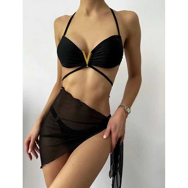 

little new fragrant high waist double shoulder solid  black bikini
