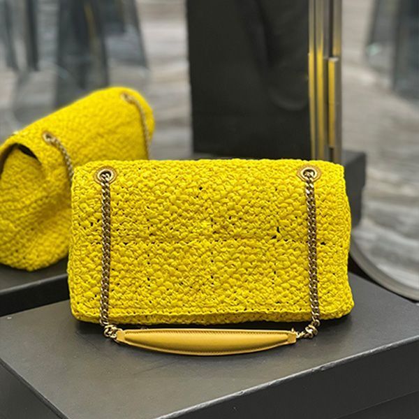 

y-shaped 2023 chain straw shoulder bag lafite grass purse woven tote baguette bag hand-made handbag satchel crochet envelope bags designer w