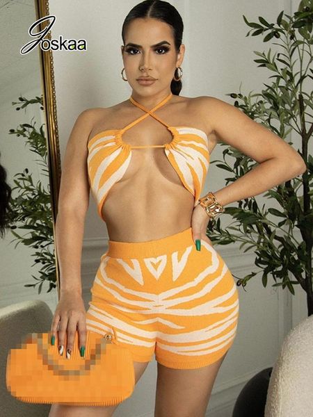 

dress joskaa striped printing two piece sets womens outfits chest wrap vest and tight shorts matching autumn 2022 streetwear, White