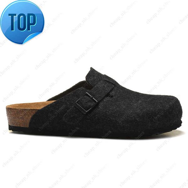 

sandals designer birks boston clog arizona gizeh men women summer autumn winter slippers leather felt sliders outdoor indoor buckle strap 20, Black