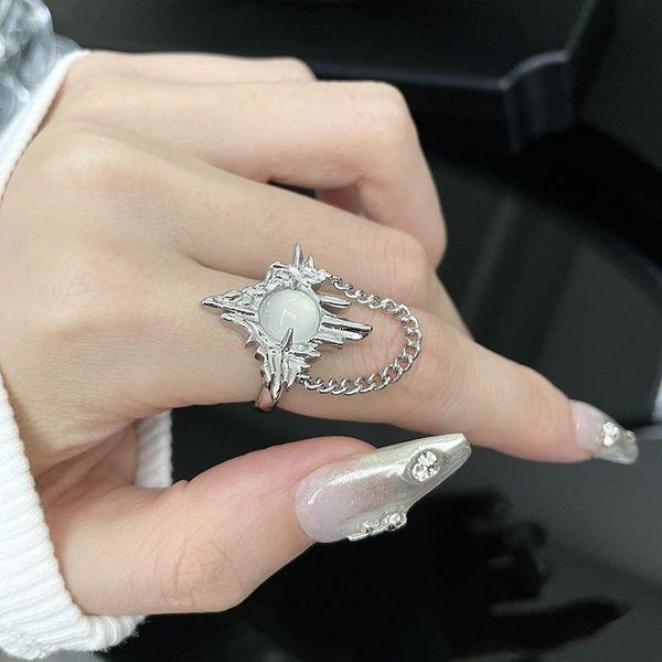 

designer ring love ring unique engagement rings rings for women couple rings moonstone opening niche design irregular ruffled senior sense p, Silver