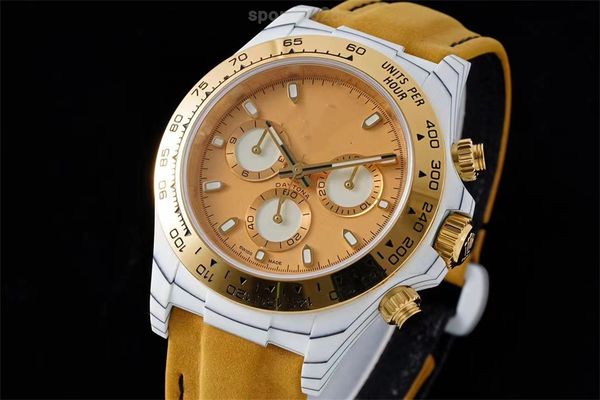 

diw new custom men's watch sapphire mirror carbon fiber case wristwatches 3186 movement 40mm, Slivery;brown