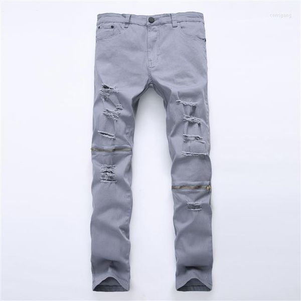 

men's jeans qw024 fashion men's 2023 runway luxury european design party style clothing, Blue
