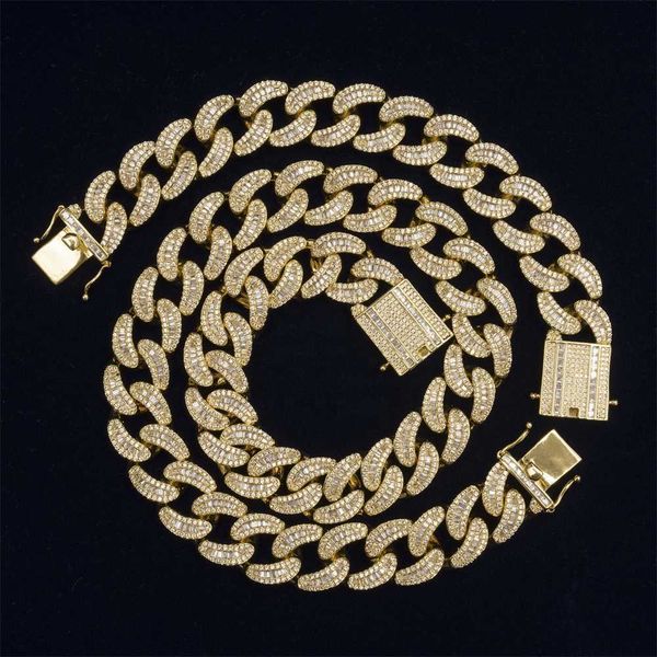 

men's fashion hip hop jewelry custom design silver baguette shining full cz iced out cz diamond cuban link chain