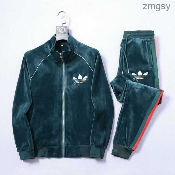 

brand designer new fashion mens tracksuits men suit spring autumn men's two-piece sportswear casual style ui1e, Gray