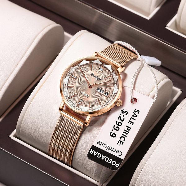 

women's watches luxury bracelet quartz for casual waterproof luminous mesh stainless steel ladies wristwatches 230426, Slivery;golden