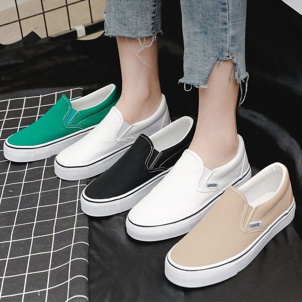 

dress shoes white canvas shoes women couple slip on flat comfortable casual shoes fashion platform ladies vulcanized shoes zapatillas mujer, Black