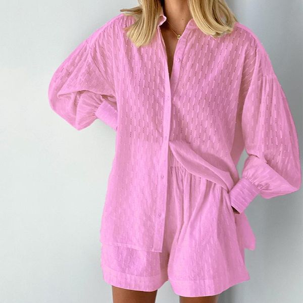 

dress 2022 summer women's european and american shirts jacquard puff sleeves temperament shorts commuting design casual suits, White