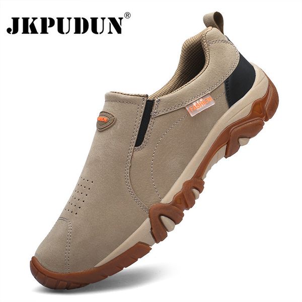 

dress shoes fashion men's casual sneakers leather breathable outdoor hiking shoes men non-slip trekking shoes mens moccasins zapatos ho, Black