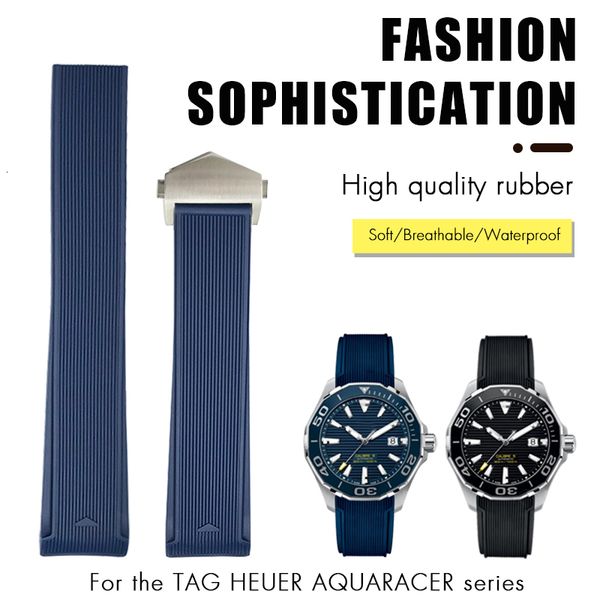 

watch bands 20mm 22mm rubber silicone strap fit fo aquaracer 300 way201a way211c black blue brown accessories 230426, Black;brown