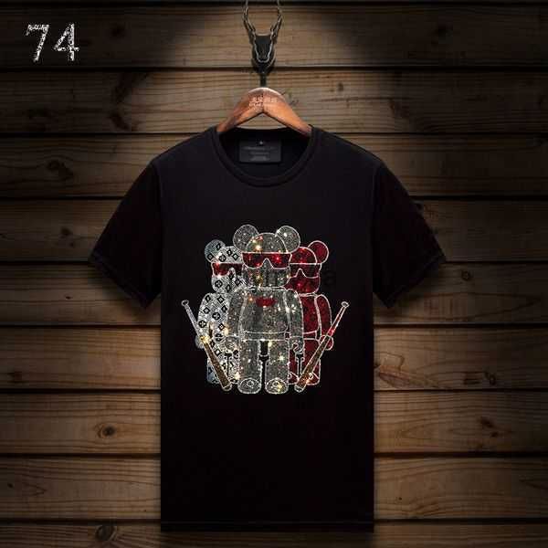 

summer casual mens designer rhinestone t shirts short-sleeved slim fit crew neck tee mercerized cotton 15 ywwj, White;black