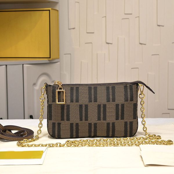 

baguette pouch bag clutch chain crossbody bags canvas brown jacquard letters hand bag shoulder handbags zipper wallet purse gold hardware