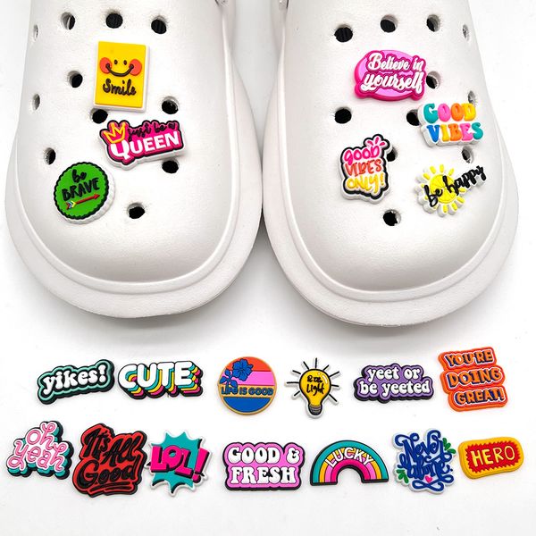 

anime charms wholesale childhood memories inspirational phrase series funny gift cartoon charms shoe accessories pvc decoration buckle soft, Blue