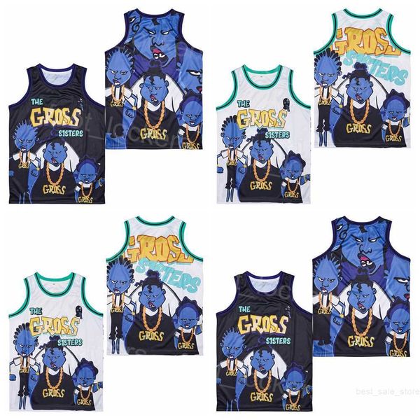 

film the gross sisters jerseys movie basketball high school pullover college vintage breathable stitched black blue white team pure cotton r