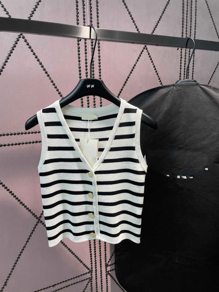 

23ss womens tanks camis vest camis womens designer clothing tank black and white striped knitted cardigan vest womens clothes