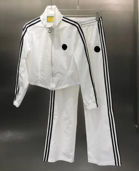 

women's brand tracksuit luxury 2 piece set casual hoodies sweatshirt and sweatpants suit teens sports print jogging side stripe matchin, Gray