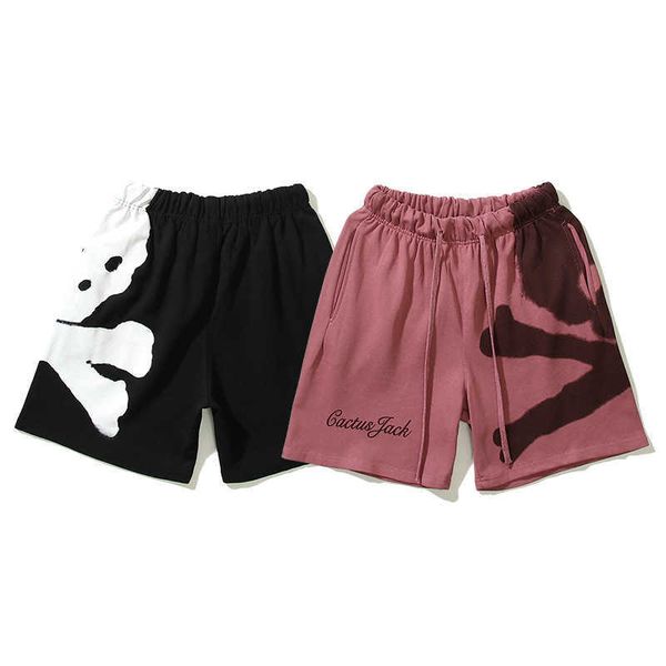 

men's shorts american high street designer hip-hop skull shorts casual pants summer men and women trendy hundred straight pants, White;black