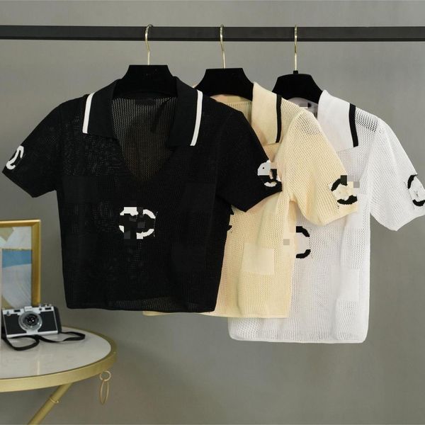 

ice silk short sleeve knitted shirt thin women's summer new slim fit slim v-neck small fragrant top, White