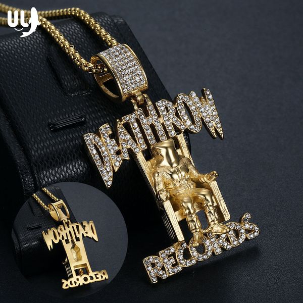 

pendant necklaces ulj liontin kalung pria tahan karat baja deahand catatan tahanan es keluar dengan 7mm rantai kuba perhiasan bling hip hop, Silver