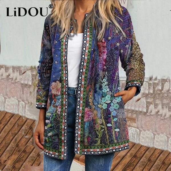 

jackets y2k spring autumn vintage ethnic style cardigan long sleeve printed jackets loose outerwear ladies coat harajuku women, Black;brown